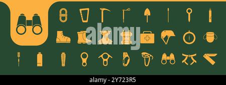 conception vectorielle d'ensemble d'icônes de grimpeur Illustration de Vecteur