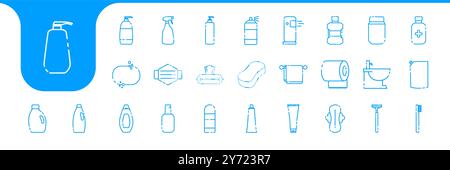 conception vectorielle d'icône de ligne d'hygiène de nettoyage Illustration de Vecteur