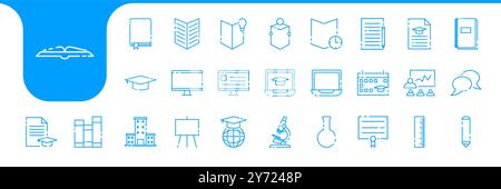 vecteur de conception d'icônes de ligne d'éducation défini Illustration de Vecteur