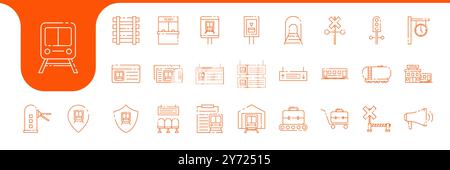conception vectorielle de collection d'icône de ligne de transport de train Illustration de Vecteur