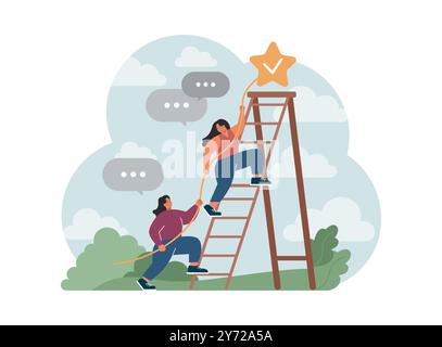 Concept de confiance. Amis proches partageant secret entre eux. Soutien de l'amitié et fiabilité. Relations de confiance. Illustration vectorielle plate Illustration de Vecteur