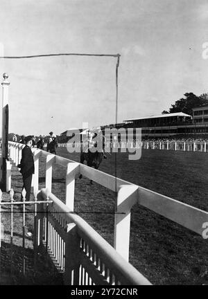 Course à Ascot. Les Princess Royal Stakes, point fort de la première journée du meeting Ascot, ont été remportés cet après-midi par Mombasa (K Gethin) avec Netherton Maid (Gdn Richards). Deuxièmement, et système solaire (W H Carr) troisième. Photo montre, l'arrivée des Princess Royal Stakes à Ascot cet après-midi (vendredi). 26 septembre 1947 Banque D'Images