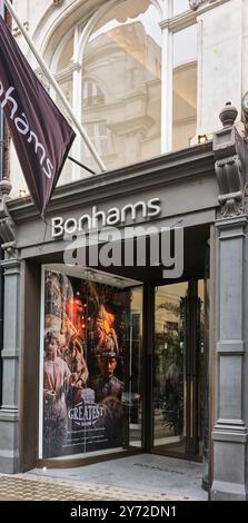 Bonhams, l'un des plus anciens et des plus grands commissaires-priseurs du monde des beaux-arts et des antiquités, Mayfair, Londres, Angleterre. Banque D'Images