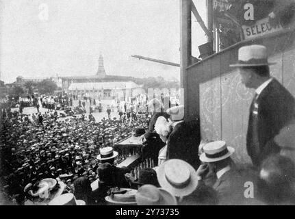 M. John Burns : 20 octobre 1858 - 24 janvier 1943 ; vu ici parler à Bellevue , la Grande manifestation libérale à Manchester 23 juin 1906 , Lancashire , Angleterre . 30 juin 1906 Banque D'Images