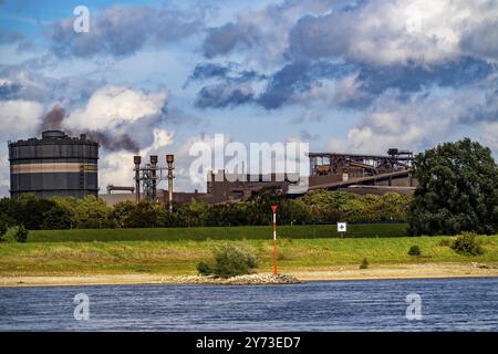 Aciéries ThyssenKrupp à Duisburg-Beeckerwerth, aciéries à oxygène 2, Rhin, Duisburg, Rhénanie du Nord-Westphalie, Allemagne, Europe Banque D'Images