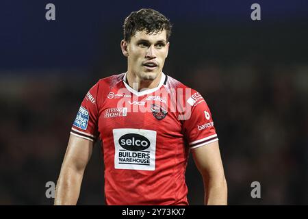 Eccles, Royaume-Uni. 27 septembre 2024. Sam Stone des Red Devils de Salford lors du play-off de Betfred Super League Eliminator 1 Salford Red Devils v Leigh Leopards au Salford Community Stadium, Eccles, Royaume-Uni, 27 septembre 2024 (photo par Mark Cosgrove/News images) à Eccles, Royaume-Uni le 27/09/2024. (Photo de Mark Cosgrove/News images/SIPA USA) crédit : SIPA USA/Alamy Live News Banque D'Images