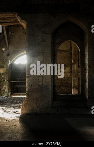 La grange médiévale de la dîme à Great Coxwell, Oxfordshire Banque D'Images