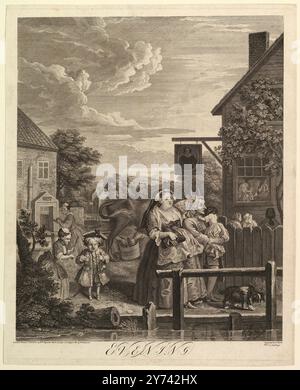 Soirée (les quatre heures du jour) 25 mars 1738. William Hogarth. Banque D'Images