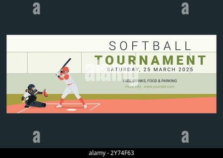 Une illustration vectorielle de la bannière d'affiche du tournoi de softball féminin Illustration de Vecteur