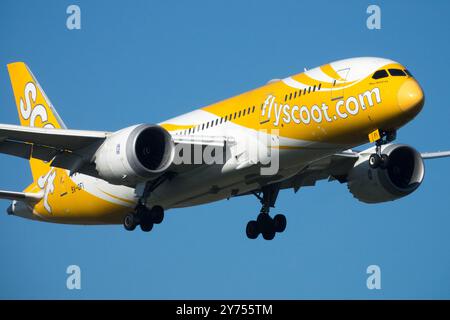 Boeing 787-8 Dreamliner Scoot Airlines avion avion Jetliner commercial Passenger Jet avion, atterrissage en approche du vol Banque D'Images