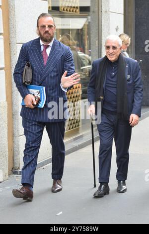 Claudio Mangiarotti Copyright Milan-ancien sénateur Marcello Dell'Utri en excellente forme physique, se promène dans le quartier exclusif de la mode Ph Claudio Mangiarotti Banque D'Images