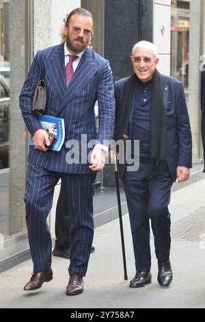 Claudio Mangiarotti Copyright Milan-ancien sénateur Marcello Dell'Utri en excellente forme physique, se promène dans le quartier exclusif de la mode Ph Claudio Mangiarotti Banque D'Images