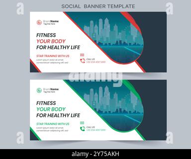 Modèles vectoriels de couverture de médias sociaux entièrement modifiables, conception publicitaire, modèle de bannière Web. Illustration de Vecteur