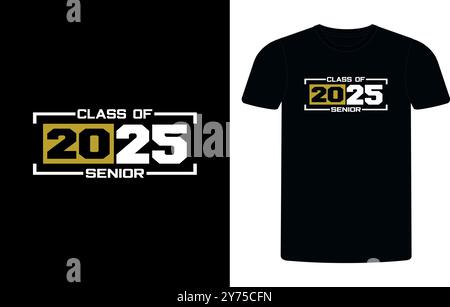 Classe supérieure de conception de t-shirt 2024, événement diplômé de lycée ou d'université ou t-shirt de fête conception, conception de T-shirt de graduation. Illustration de Vecteur
