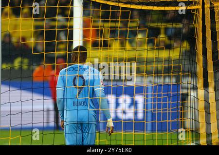 Dortmund, Deutschland. 27 septembre 2024. Fußball, 1. Bundesliga : Borussia Dortmund - VfL Bochum, 5. LES RÉGLEMENTATIONS Spieltag, signal Iduna Park, Myron Boadu (VfL Bochum)/DFB/DFL INTERDISENT TOUTE UTILISATION DE PHOTOGRAPHIES COMME SÉQUENCES D'IMAGES ET/OU QUASI-VIDÉO. Crédit : dpa/Alamy Live News Banque D'Images