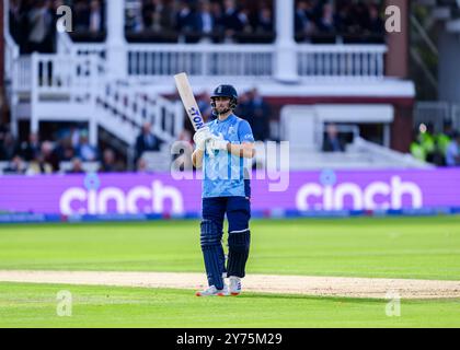 LONDRES, ROYAUME-UNI. 27 septembre, 24. Will Jacks of England en première journée de match lors de England Men vs Australia 4th Metro Bank ODI au Lord's Cricket Ground le vendredi 27 septembre 2024 à LONDRES, ANGLETERRE. Crédit : Taka Wu/Alamy Live News Banque D'Images