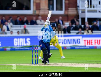 LONDRES, ROYAUME-UNI. 27 septembre, 24. Match de première journée pendant England Men vs Australia 4th Metro Bank ODI au Lord's Cricket Ground le vendredi 27 septembre 2024 à LONDRES, ANGLETERRE. Crédit : Taka Wu/Alamy Live News Banque D'Images