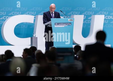 46. Landesparteitag der CDU Nordrhein-Westfalen am 28.09.2024 in der Halle Münsterland in Münster Markus Lewe Oberbürgermeister Münster *** 46 Conférence de l'État partie de la CDU Rhénanie-du-Nord-Westphalie le 28 09 2024 dans la salle Münsterland de Münster Markus Lewe Lord Mayor of Münster xJRx Banque D'Images