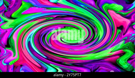 Illustration d'un fond abstrait de tourbillon artistique vert et violet vif Banque D'Images