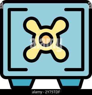 Coffre-fort bleu protégeant l'argent et les objets de valeur, symbolisant la sécurité et l'épargne Illustration de Vecteur