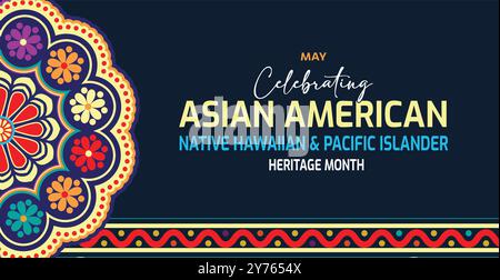 Mois du patrimoine asiatique américain, hawaïen natif et insulaire du pacifique. Bannière vectorielle pour fond d'illustration de conception de bannière de publication de médias sociaux Illustration de Vecteur
