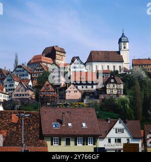 Häuserensemble à Berneck Altensteig, Baden-Württemberg um 1983. Banque D'Images