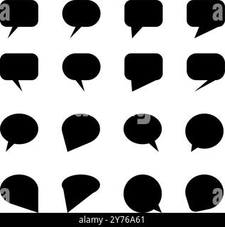 Callout rectangle arrondi et Ellipse a été transformé en diverses formes, icône vectorielle isolée sur fond blanc Illustration de Vecteur