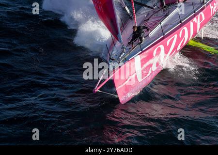 Groix, France. 10 septembre 2024. Tanguy le Turquais sur IMOCA LAZARE lors d'une séance d'entraînement avant le Vendée Globe 2024 le 10 septembre 2024, au large de Groix en France - photo Pierre Bouras/DPPI crédit : DPPI Media/Alamy Live News Banque D'Images