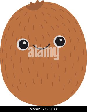 Kiwi mignon avec le visage souriant Illustration de Vecteur