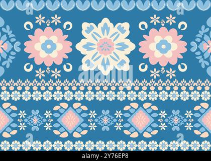 Motif traditionnel palestinien de broderie disposé dans un motif sans couture, conception d'illustration vectorielle Illustration de Vecteur