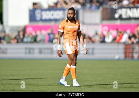 Hendon, Royaume-Uni. 28 septembre 2024. Premier rugby. Saracens V Sale Sharks. StoneX Stadium. Hendon. Waisea Nayacalevu (Sale Sharks) lors du Saracens V Sale Sharks Gallagher Premiership match de rugby. Crédit : Sport in Pictures/Alamy Live News Banque D'Images