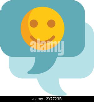 Ballon de parole avec un emoji sourire montre un retour positif Illustration de Vecteur