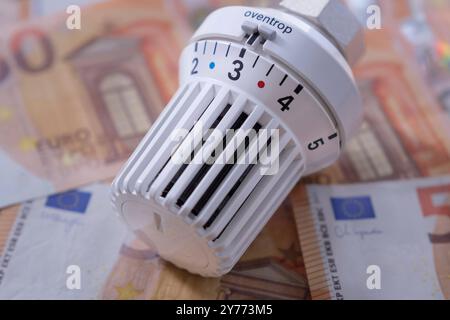 Heizungsventil mit Geldscheinen *** robinet de chauffage avec billets Nordrhein-Westfalen Deutschland, Allemagne 20240928- DSF0285 Banque D'Images