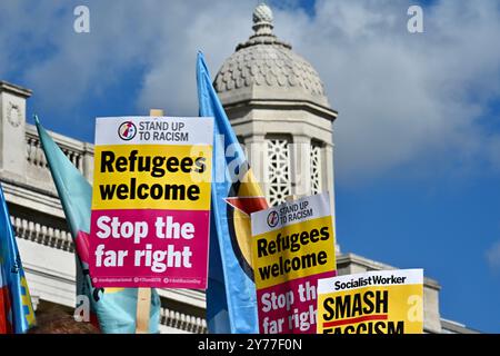 Londres, Royaume-Uni. 28 septembre 2024. Manifestation contre le racisme à Trafalgar Square. Crédit : michael melia/Alamy Live News Banque D'Images