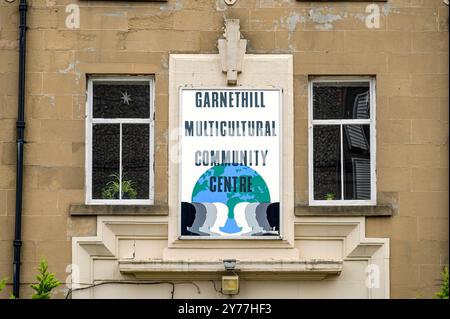 Panneau Garnethill Multicultural Centre, Rose Street, Glasgow, Écosse, Royaume-Uni, Europe Banque D'Images