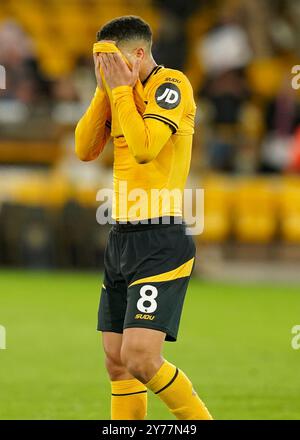 Wolverhampton, Royaume-Uni. 28 septembre 2024. Joao Gomes des Wolverhampton Wanderers est désemparé lors du match de premier League à Molineux, Wolverhampton. Le crédit photo devrait se lire : Andrew Yates/Sportimage crédit : Sportimage Ltd/Alamy Live News Banque D'Images