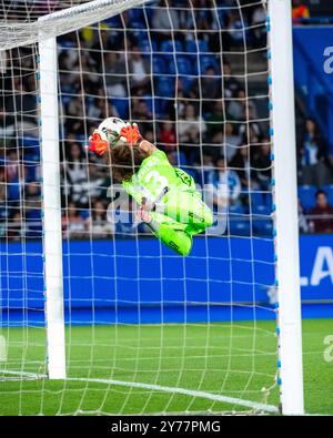 Coruña, Espagne. 28 septembre 2024. Football féminin en première division. RC Deportivo Abanca vs Athletic Club Bilbao. Stade Riazor. Ines Pereira crédit : Ismael Miján/Alamy Live News Banque D'Images