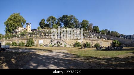 Winzerberg à Potsdam, Fondation des palais et jardins prussiens Berlin-Brandebourg. Partie du site du patrimoine mondial de Potsdam. Vue sur la ville de Potsdam, Bran Banque D'Images