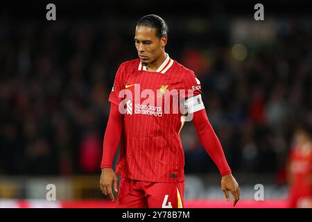 Wolverhampton, Royaume-Uni. 28 septembre 2024. Virgil van Dijk de Liverpool lors du match de premier League entre Wolverhampton Wanderers et Liverpool Credit : MI News & Sport /Alamy Live News Banque D'Images