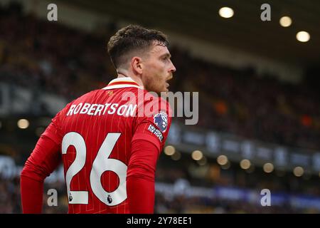 Wolverhampton, Royaume-Uni. 28 septembre 2024. Andrew Robertson de Liverpool lors du match de premier League entre Wolverhampton Wanderers et Liverpool Credit : MI News & Sport /Alamy Live News Banque D'Images