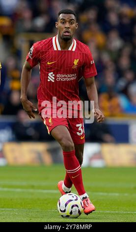 Wolverhampton, Royaume-Uni. 28 septembre 2024. Ryan Gravenberch de Liverpool lors du match de premier League à Molineux, Wolverhampton. Le crédit photo devrait se lire : Andrew Yates/Sportimage crédit : Sportimage Ltd/Alamy Live News Banque D'Images