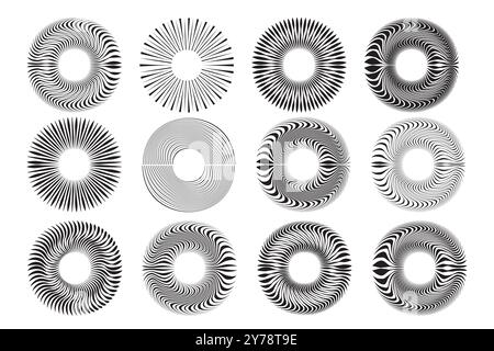 Ensemble abstrait de forme d'anneau rond Illustration de Vecteur