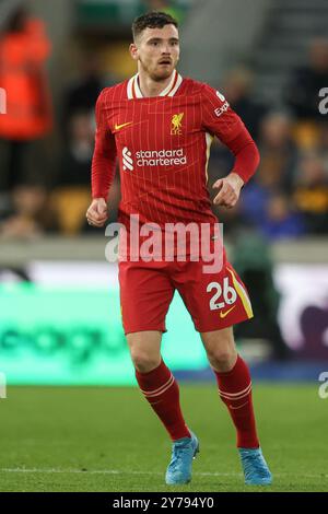 Wolverhampton, Royaume-Uni. 29 septembre 2024. Andrew Robertson de Liverpool lors du match de premier League Wolverhampton Wanderers vs Liverpool à Molineux, Wolverhampton, Royaume-Uni, 28 septembre 2024 (photo par Alfie Cosgrove/News images) à Wolverhampton, Royaume-Uni le 29/09/2024. (Photo par Alfie Cosgrove/News images/SIPA USA) crédit : SIPA USA/Alamy Live News Banque D'Images