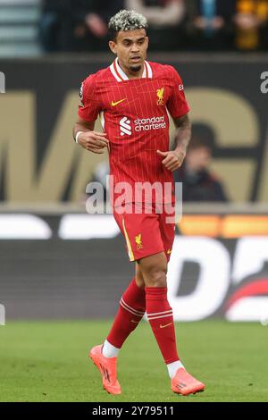 Wolverhampton, Royaume-Uni. 29 septembre 2024. Luis Díaz de Liverpool lors du match de premier League Wolverhampton Wanderers vs Liverpool à Molineux, Wolverhampton, Royaume-Uni, 28 septembre 2024 (photo par Alfie Cosgrove/News images) à Wolverhampton, Royaume-Uni le 29/09/2024. (Photo par Alfie Cosgrove/News images/SIPA USA) crédit : SIPA USA/Alamy Live News Banque D'Images