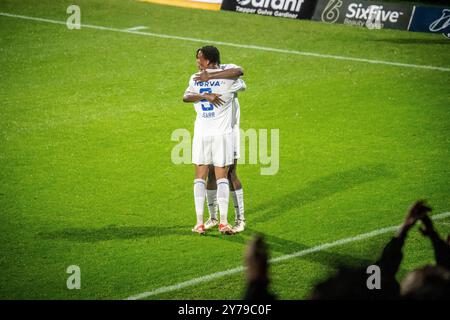 Kolding, Danemark. 28 septembre 2024. Momodou Sarr (9) de Kolding IF égalise pour 1-1 lors du match NordicBet Liga entre Kolding IF et Odense BK à Autocentralen Parke à Kolding. Banque D'Images