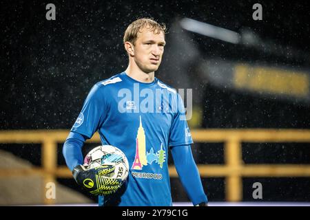 Kolding, Danemark. 28 septembre 2024. Le gardien Jonathan Aegidius (1) de Kolding, vu lors du match NordicBet Liga entre Kolding IF et Odense BK à Autocentralen Parke à Kolding. Banque D'Images