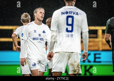 Kolding, Danemark. 28 septembre 2024. Mike Vestergaard (8) de Kolding vu lors du match NordicBet Liga entre Kolding IF et Odense BK à Autocentralen Parke à Kolding. Banque D'Images