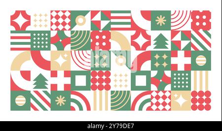 Formes géométriques thème de noël bauhaus. Illustration de Vecteur