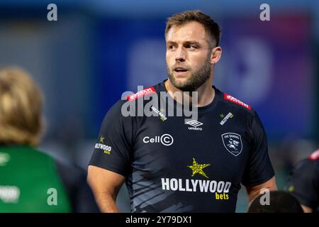 Galway, Irlande. 29 septembre 2024. Jason Jenkins des Sharks lors du match de la ronde 2 du United Rugby Championship entre Connacht Rugby et Hollywoodbets Sharks au stade Dexcom de Galway, Irlande le 28 septembre 2024 (photo by Andrew SURMA/ Credit : Sipa USA/Alamy Live News Banque D'Images