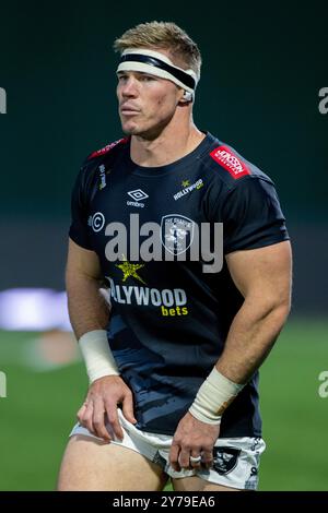 Galway, Irlande. 29 septembre 2024. James Venter des Sharks lors du match de la ronde 2 du United Rugby Championship entre Connacht Rugby et Hollywoodbets Sharks au stade Dexcom de Galway, Irlande le 28 septembre 2024 (photo par Andrew SURMA/ Credit : Sipa USA/Alamy Live News Banque D'Images